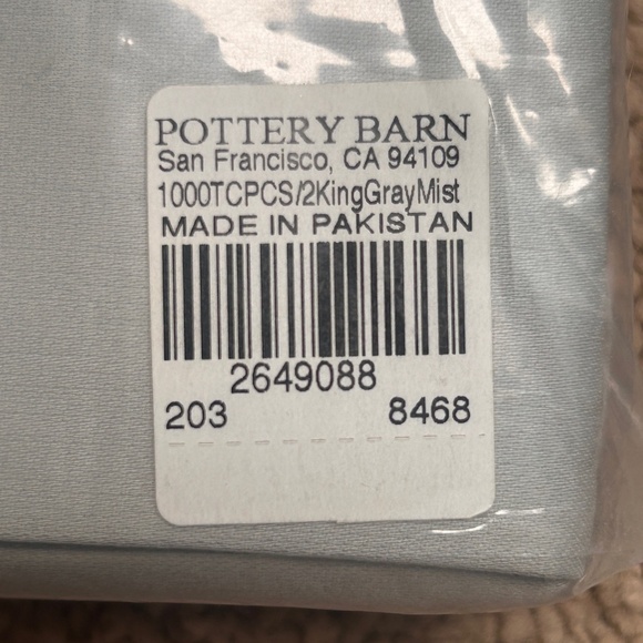 NEW Pottery Barn King 1000 thread count sateen pillowcases X2 Gray - Picture 2 of 3